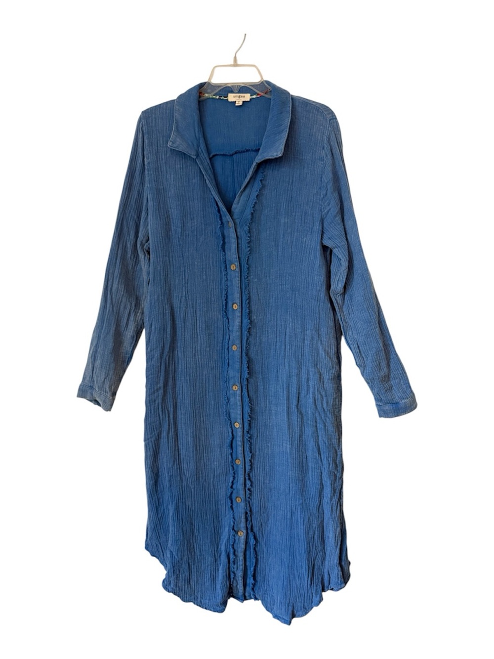 Umgee Blue Button-Front Midi Dress